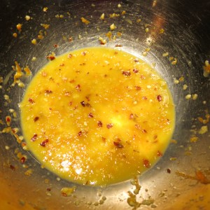 Frozen Orange Juice Concentrate, Garlic, Orange Zest, White Wine Vinegar and Red Pepper Flakes