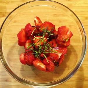 Strawberries with Basil and Mint in a Salad