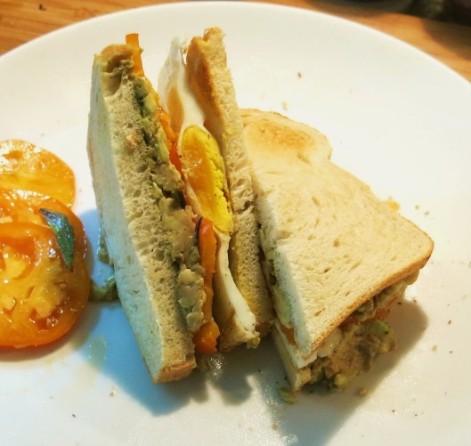 Avocado, Fried Egg and Tomato Sandwich