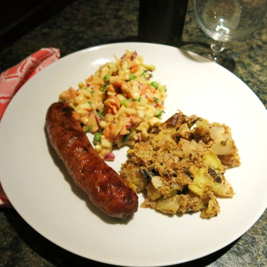 Sweet Mustard Summer Slaw, Libbey's Hunter Sauasage Grilled, Grilled Potato Salad