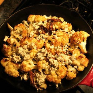 Roasted Caulflower with Bleu Cheese waiting for the Buffalo Sauce
