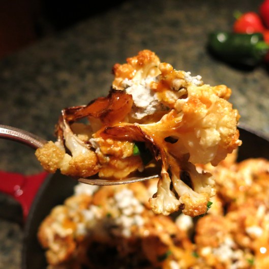 Roasted Caulflower with Bleu Cheese and Buffalo Sauce