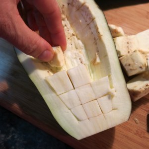 Removing the Flesh from Eggplant