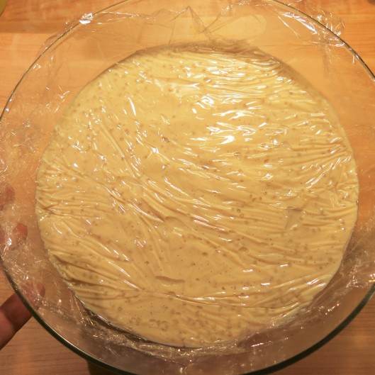 Plastic Wrap Placed Directly on top of the Tapioca Pudding