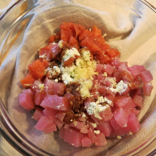 Diced Salmon & Tuna with Seasonings