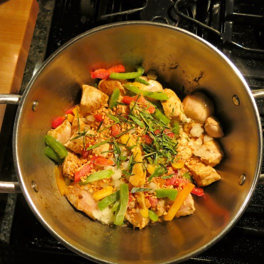 Saffron Scented Chicken Curry with Chickpeas in Coconut Cream Sauce in the Making