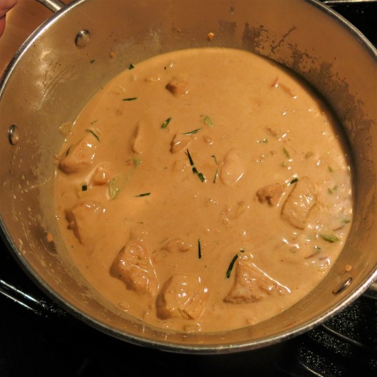 Saffron Scented Chicken Curry with Chickpeas in Coconut Cream Sauce