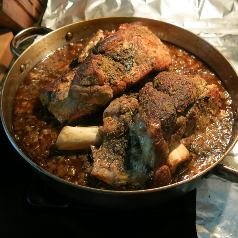 Hard Cider-Braised Pork Shoulder with Herbs & 40 Cloves of Garlic