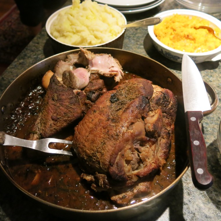 Hard Cider-Braised Pork Shoulder with Herbs & 40 Cloves of Garlic
