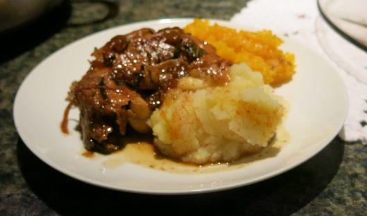 Hard Cider-Braised Pork Shoulder with Herbs & 40 Cloves of Garlic