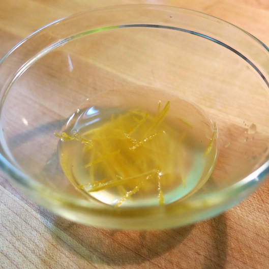 Meyer Lemon Peel, White Wine and Juice of One Meyer Lemon