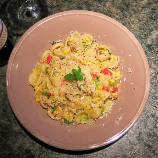 Pasta with Creamy Corn, Tomato and Herbs