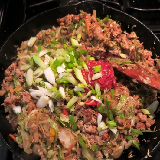 Scallions and Chile Paste for Egg Rolls--Deconstructed