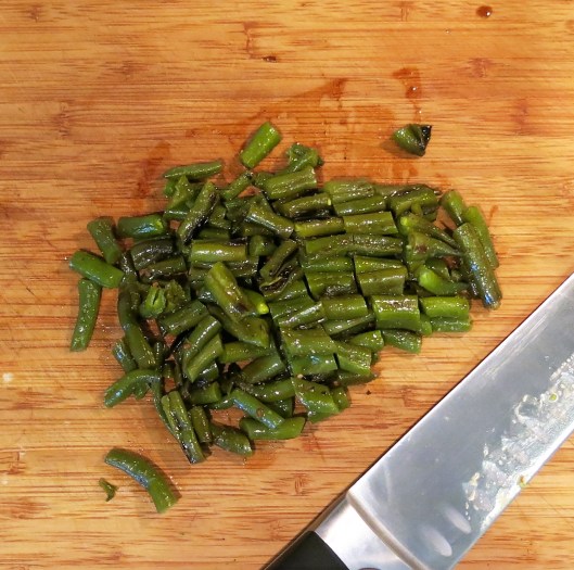 Cooked Green Beans for Three Bean Salad with Potatoes and Corn