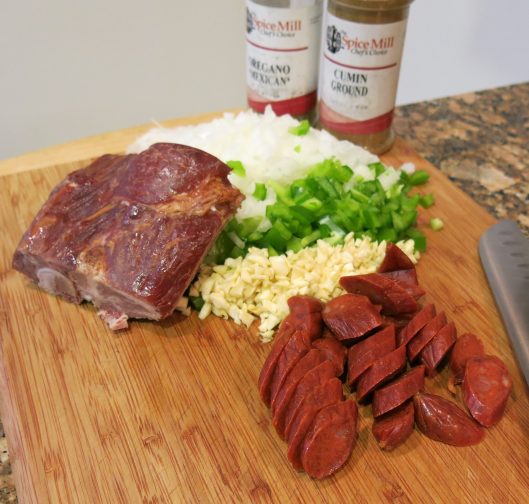 Smoked Meat, Chorizo, Sofrito and Seasoning for Cuban-Style Black Beans à la Pressure Cooker