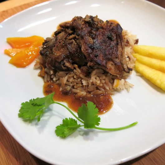 Island Spiced Pork Roast with Orange-Guava-Beer and Onion Sauce