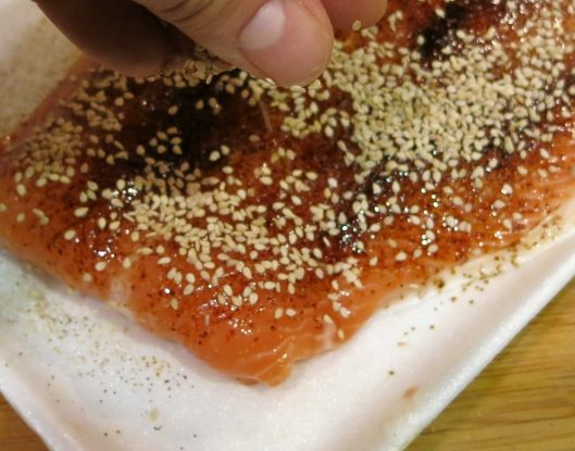 Pan-Seared Coffee-Rubbed Salmon with Sesame Seed Crust