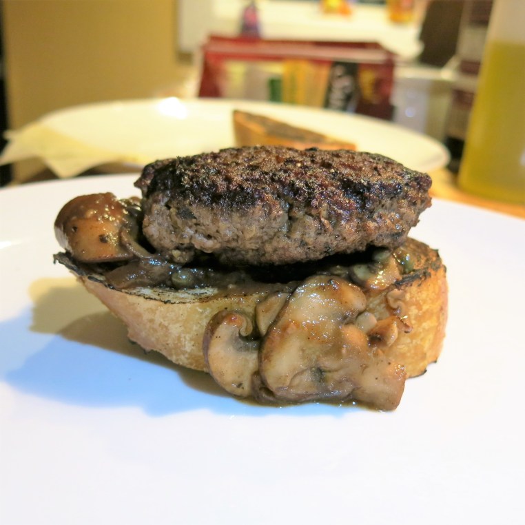 Salisbury Steak with Mushroom, Onion and Caper Sauce