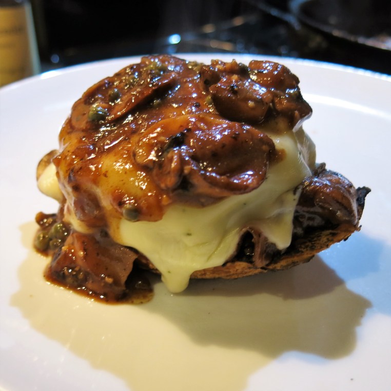 Salisbury Steak with Mushroom, Onion and Caper Sauce