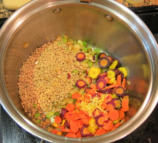 Tomato Soup with Lentils, Carrots & Apple in the Making
