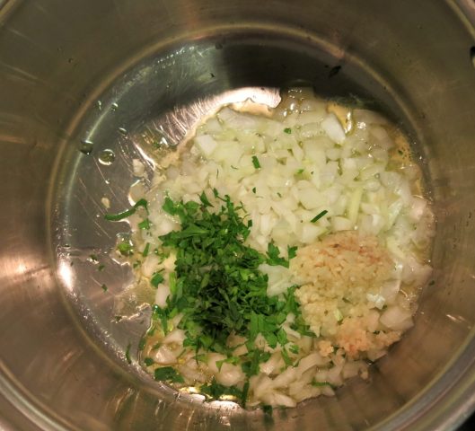 Preparing the Citrus-Laced, Cuban-Style Risotto with Shrimp, Sun-Dried Tomatoes and Mushrooms