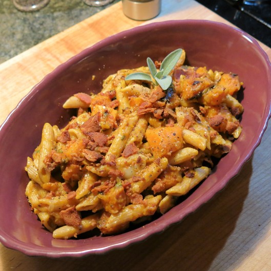 Pasta with Butternut-Bacon Cream Sauce with Sage