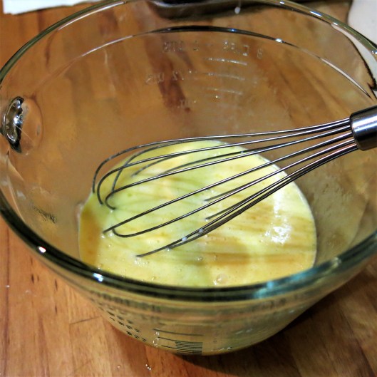 Melted Butter, Eggs, Milk and Honey for the Pastel de Jamon