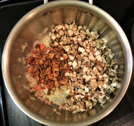 Dried and Fresh Mushrooms for Cream of Mushroom-Pumpkin Soup with Sherry