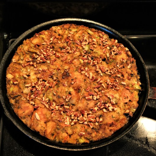 Bread Stuffing with Leeks, Celery and Herbs with a Browned Butter Drizzle