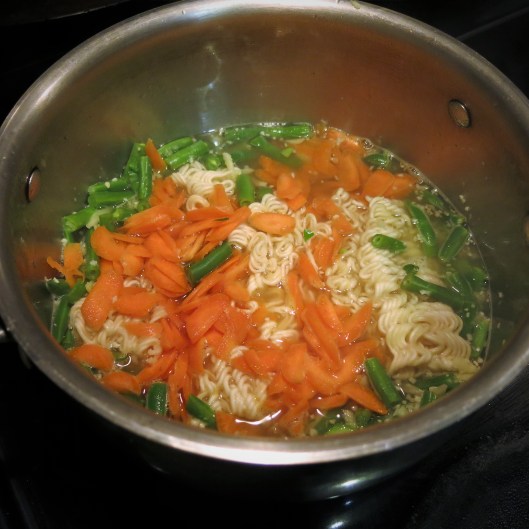 Ramen with Chinese Greens and Ginger in the Making