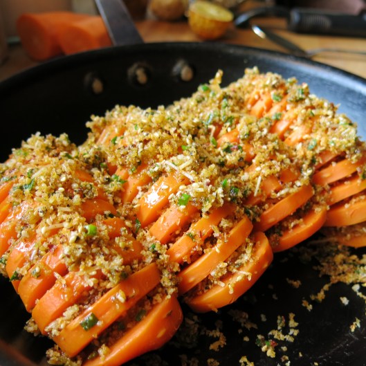Hasselback Carrots with a Seasoned Crumb Stuffing