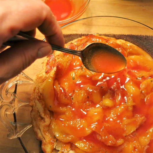 Melted Guava Preserves on Winter Peach Tarte Tartin with Guava Glaze