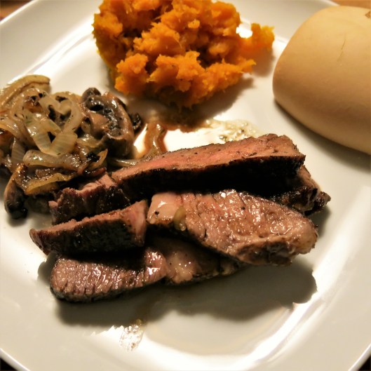 Butter-Basted Rib Eye with Tarragon, Mushrooms and Onions