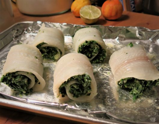 Roll-Your-Own Sole Filled with Spinach Drizzled with Brown Butter