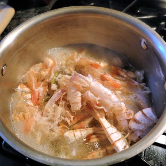 Shrimp Shells in Water to Make Shrimp Broth