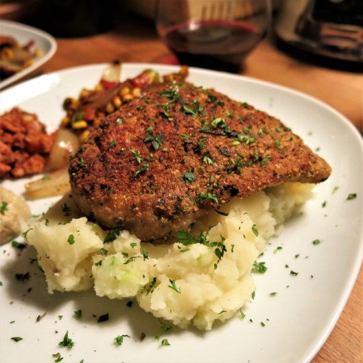 Falafel-Coated Snapper with Sautéed Vegetable Mélange