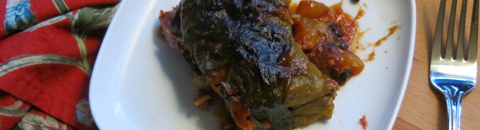 Corned Beef-Potato Cabbage Rolls with Cider-Tomato Sauce