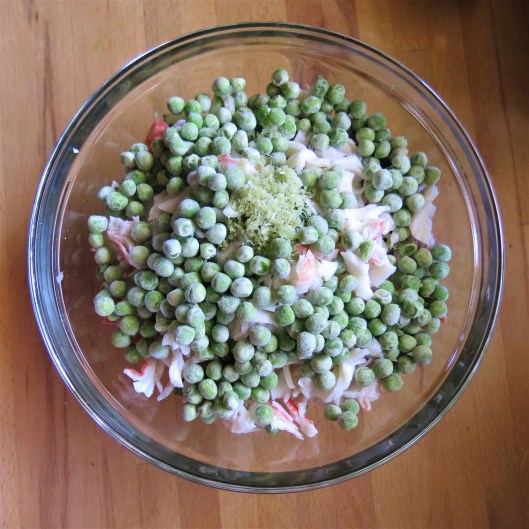 Sea Legs & Sweet Pea Salad with Lemon-Yogurt Dressing