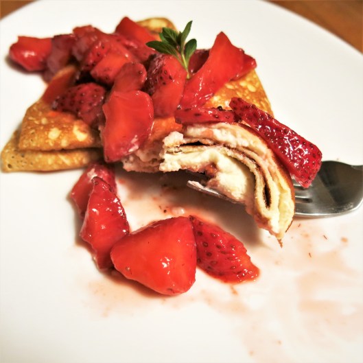 Crêpes with Ricotta-Mascarpone Filling & Strawberries