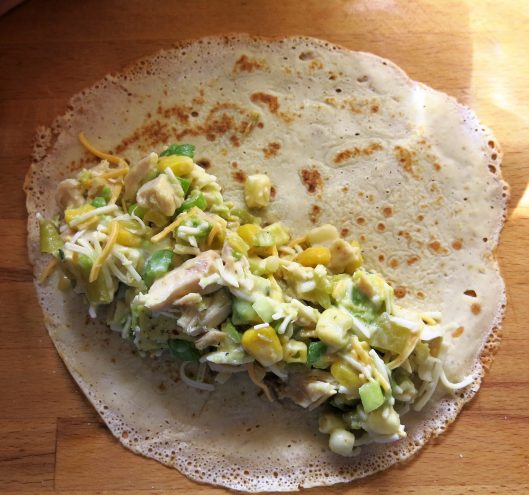 Chicken Enchilada Crêpes with Cilantro-Lime Cream Sauce