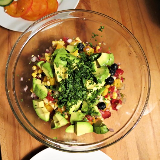 Chopped Fruits, Vegetables and Herbs for Touch-of-Spring Ceviche