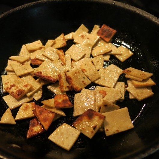 Fried Corn Tortilla Squares for Hangover Eggs