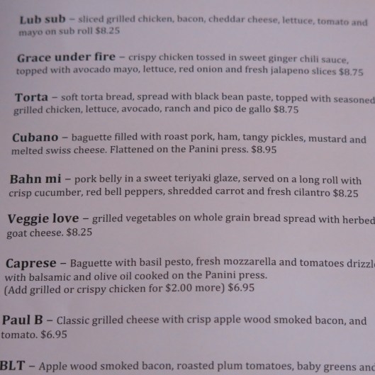 "For Love and Food Café Menu"