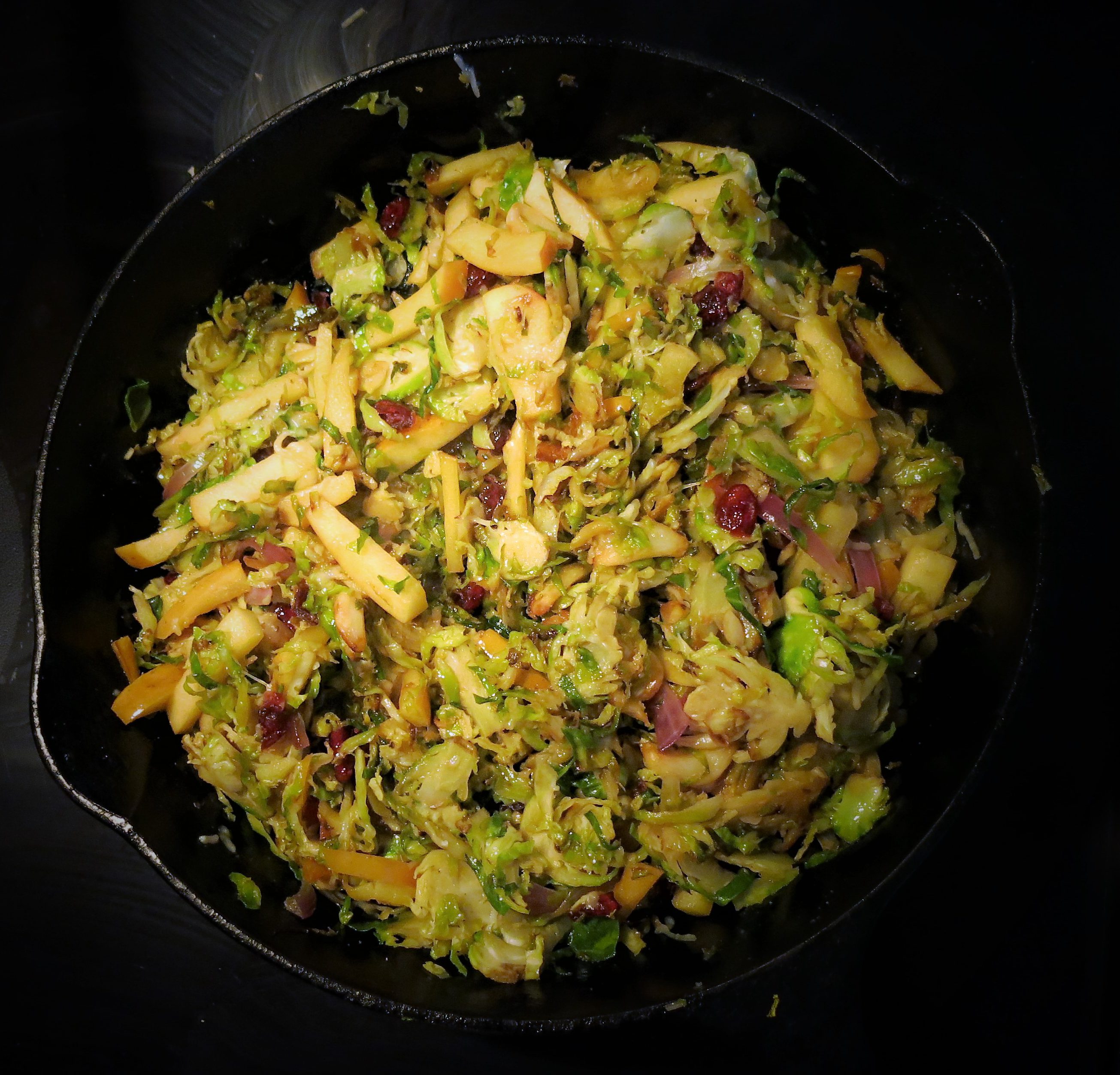 Sautéed Brussels Sprouts with Onion, Garlic, Apples and Cranberries ...