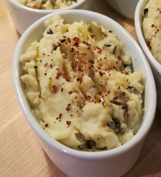 Horseradish Mashed Potatoes with Charred Onions