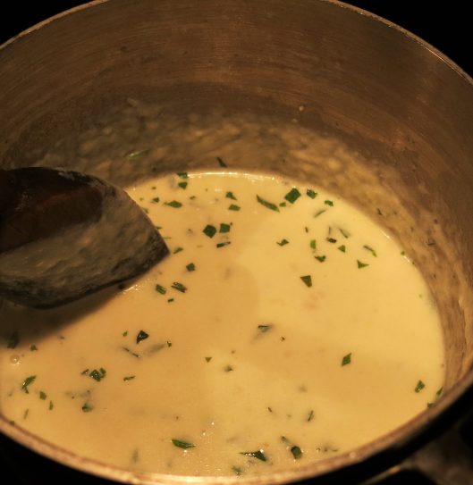Oyster Stew with Spinach and Tarragon