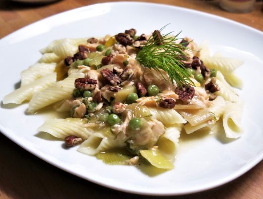 Salmon-Leek-Meyer Lemon Sauce