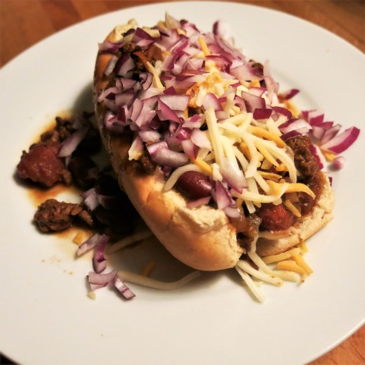 Hot Dog with Prairie Chili with Beans