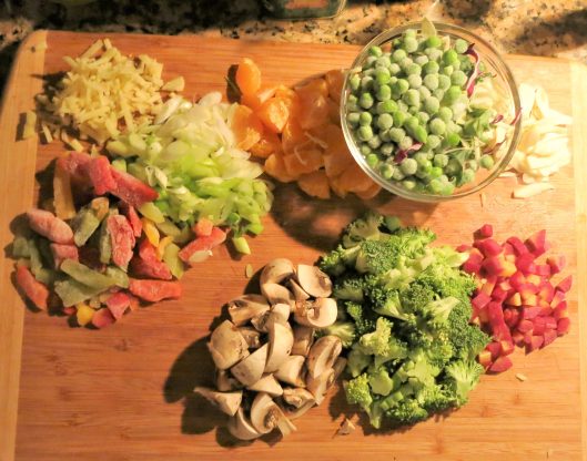 Veggies for Bacon-Fried Rice with Clementine Bits