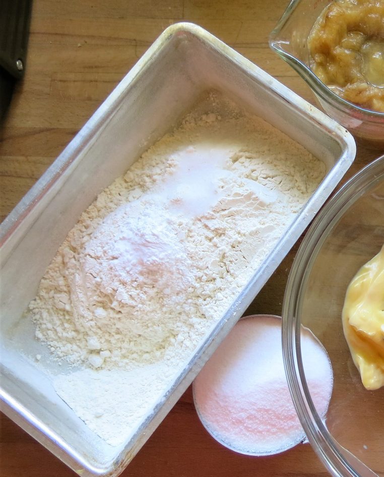 Ingredients for Boozy Banana Bread with Chocolate and Toasted Nuts